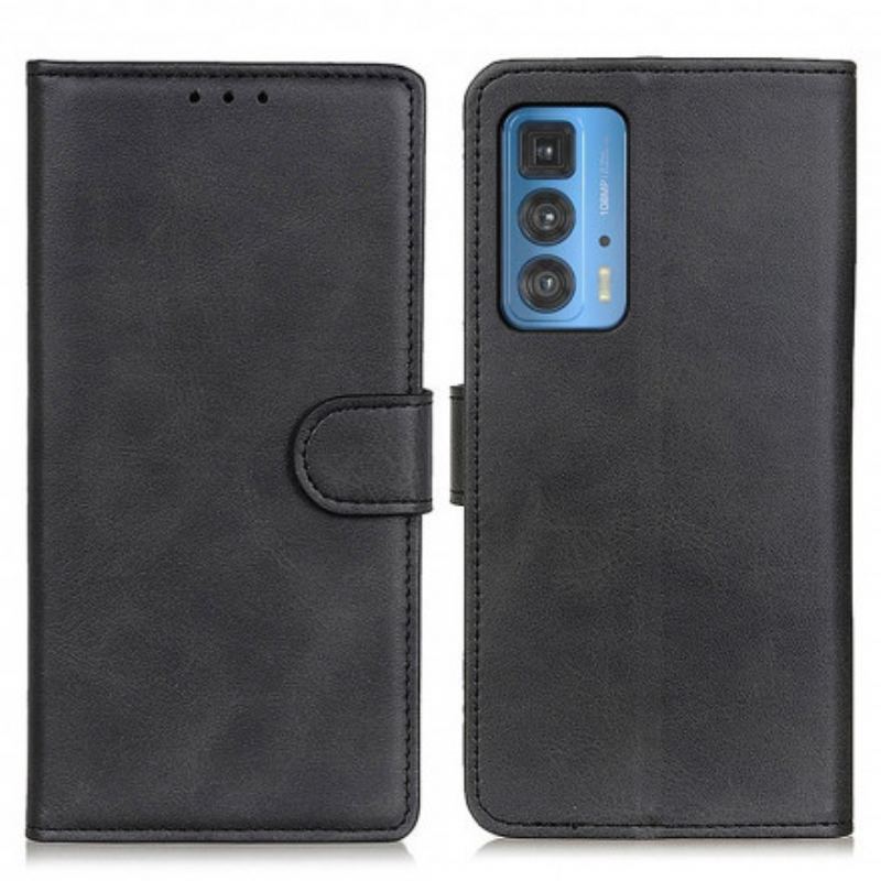 Capa Folio Para Motorola Edge 20 Pro Efeito De Couro Fosco