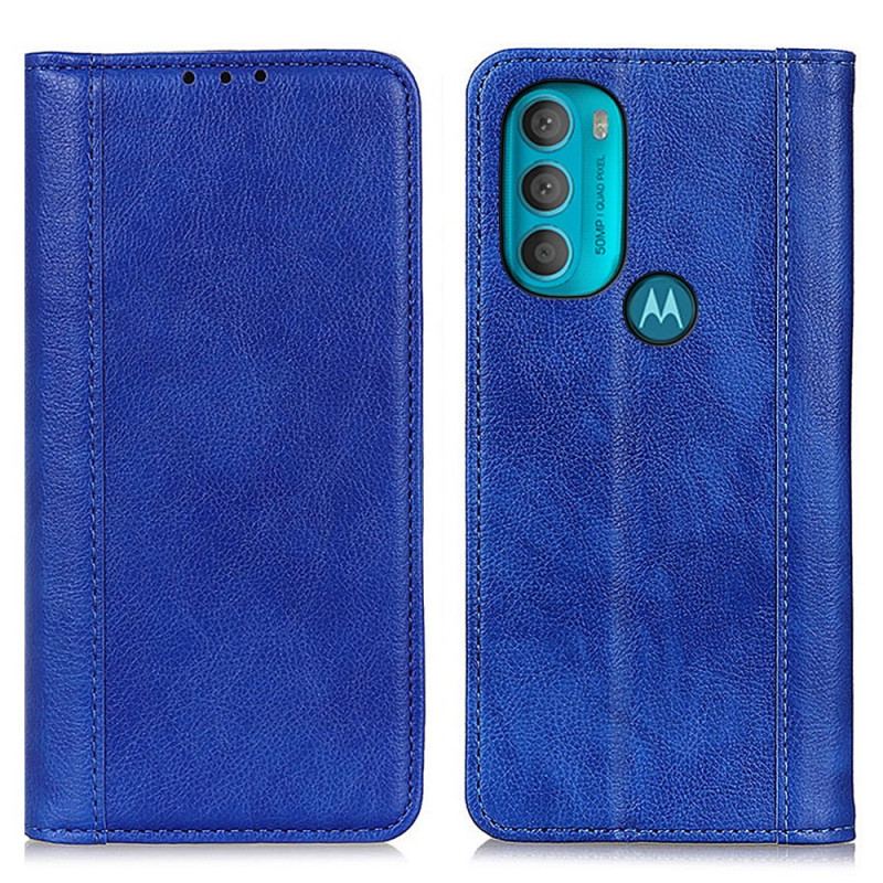 Capa De Celular Para Moto G71 5G Flip Couro Litchi Elegance Dividido