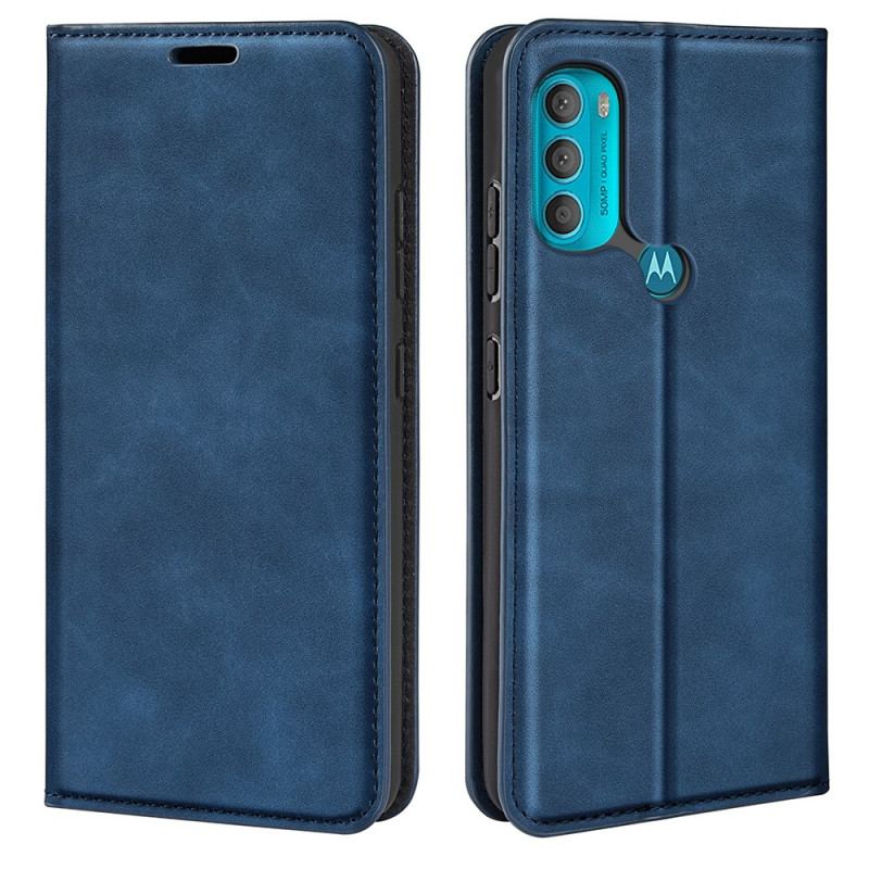 Capa De Celular Para Moto G71 5G Flip Efeito Couro Macio Seda