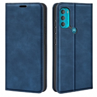 Capa De Celular Para Moto G71 5G Flip Efeito Couro Macio Seda