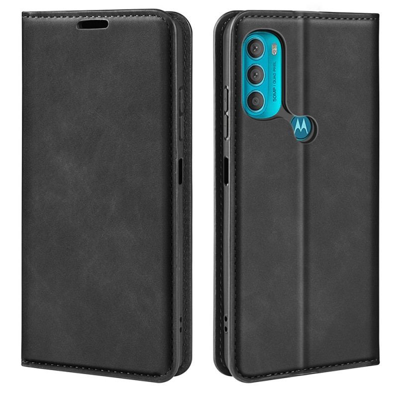 Capa De Celular Para Moto G71 5G Flip Efeito Couro Macio Seda