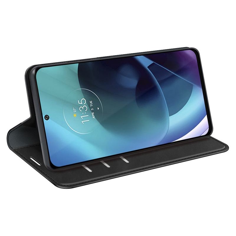 Capa De Celular Para Moto G71 5G Flip Efeito Couro Macio Seda