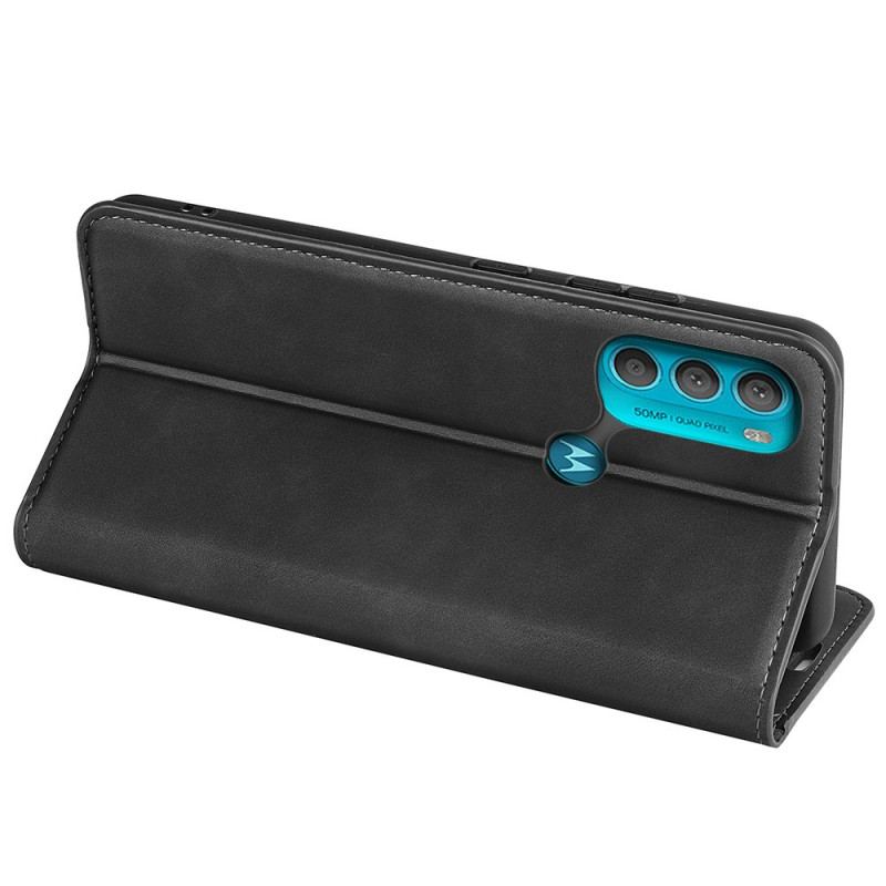 Capa De Celular Para Moto G71 5G Flip Efeito Couro Macio Seda