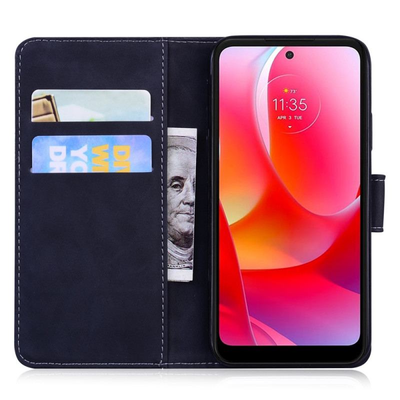 Capa De Couro Para Moto G71 5G Borboleta Com Toque De Pele