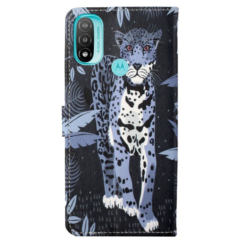 Capa De Couro Para Moto G71 5G De Cordão Leopardo Strappy