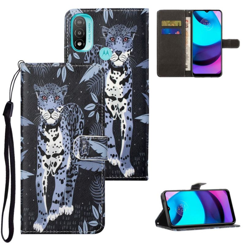 Capa De Couro Para Moto G71 5G De Cordão Leopardo Strappy