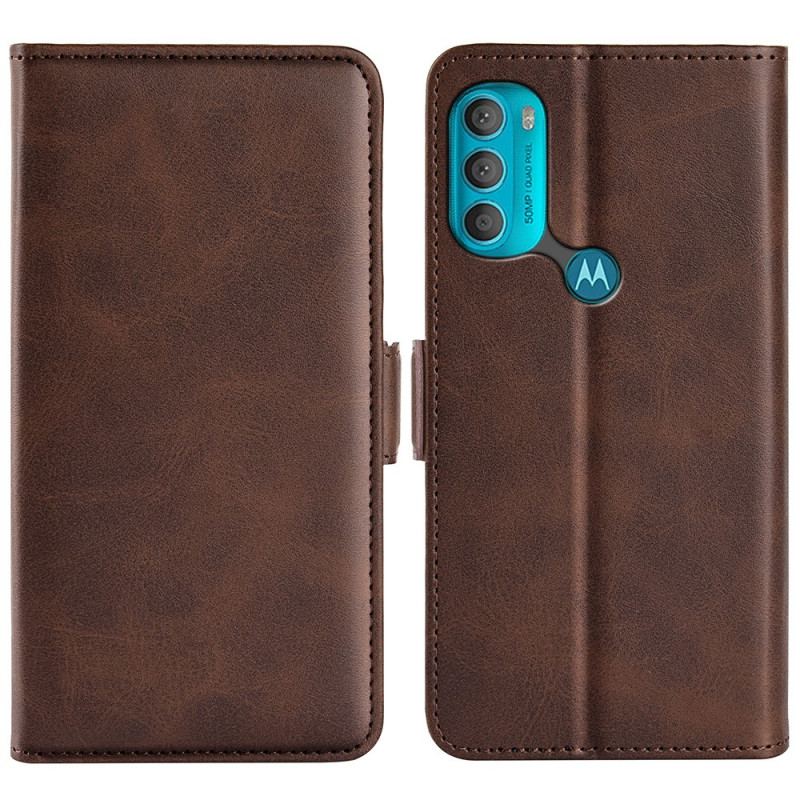 Capa De Couro Para Moto G71 5G Flip Aba Dupla