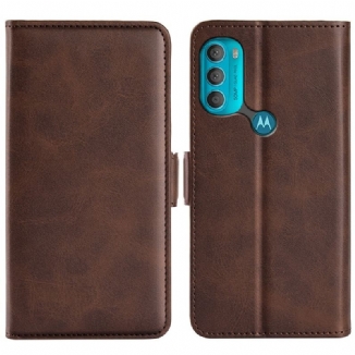 Capa De Couro Para Moto G71 5G Flip Aba Dupla