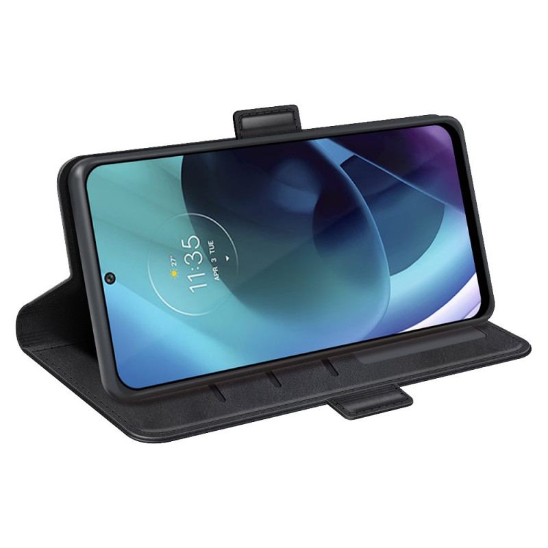 Capa De Couro Para Moto G71 5G Flip Aba Dupla