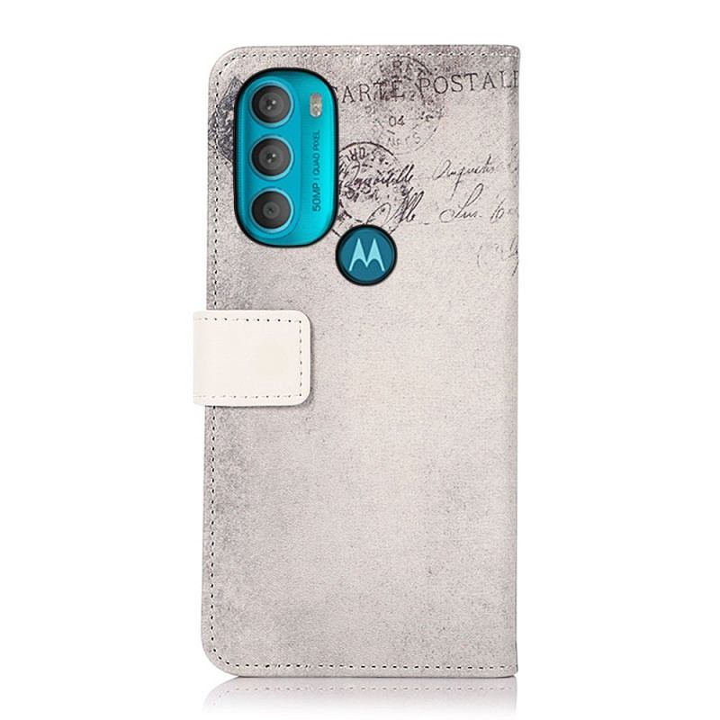 Capa De Couro Para Moto G71 5G Gato Viajante