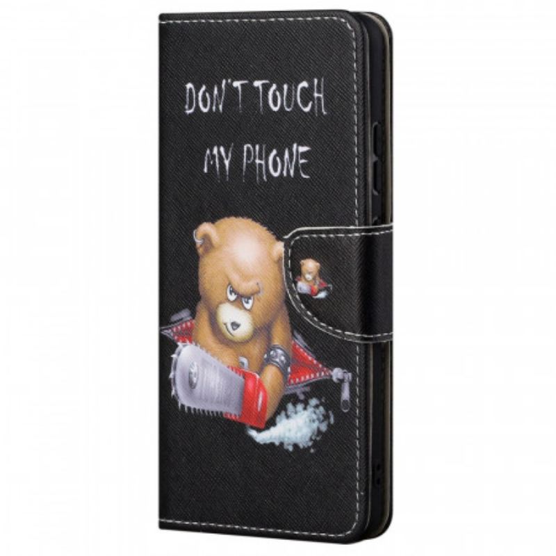 Capa De Couro Para Moto G71 5G Urso Perigoso