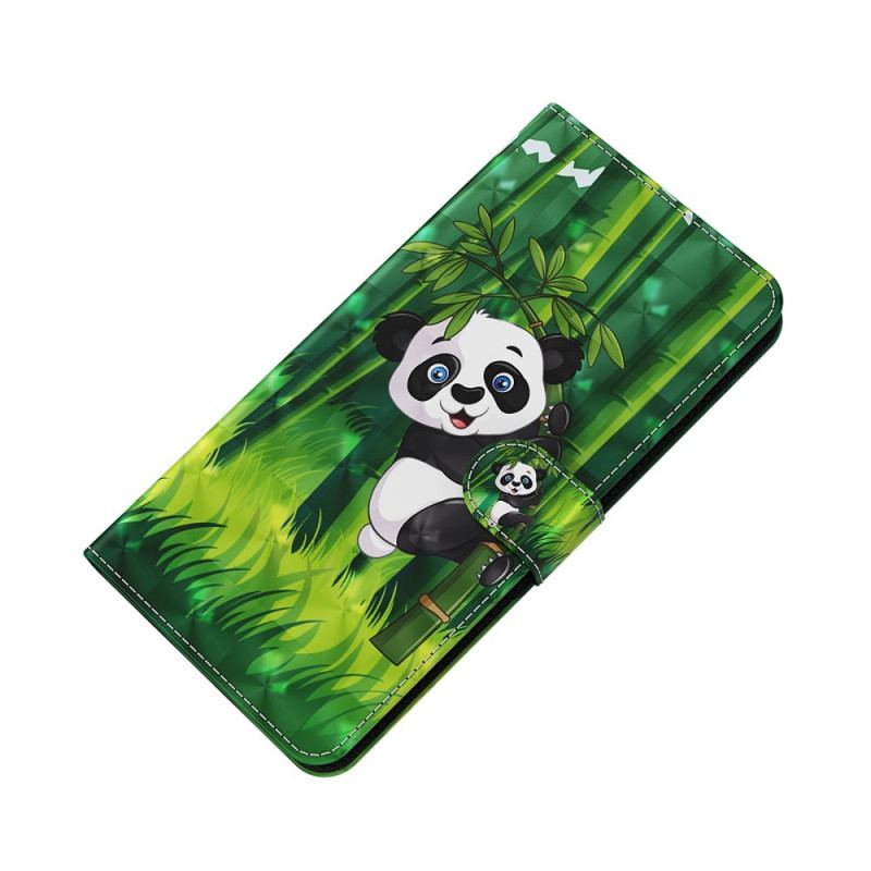 Capa Em Pele Para Moto G71 5G Panda E Bambu