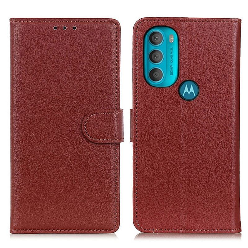 Capa Em Pele Para Moto G71 5G Tradicionalmente Lichia