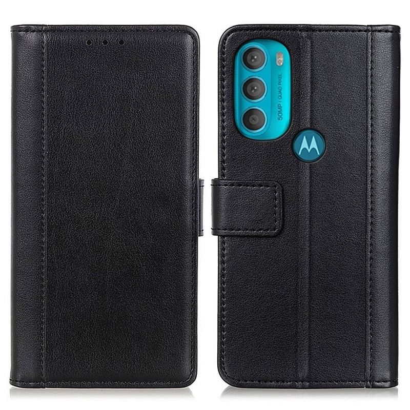 Capa Em Pele Para Moto G71 5G Versão Colorida Com Efeito De Couro