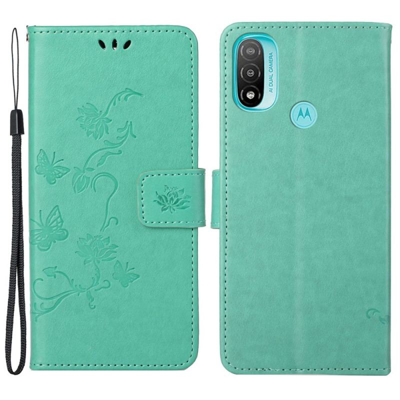 Capa Flip Para Moto G71 5G Borboletas E Flores Asiáticas