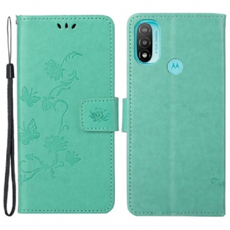 Capa Flip Para Moto G71 5G Borboletas E Flores Asiáticas