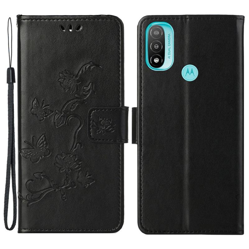 Capa Flip Para Moto G71 5G Borboletas E Flores Asiáticas