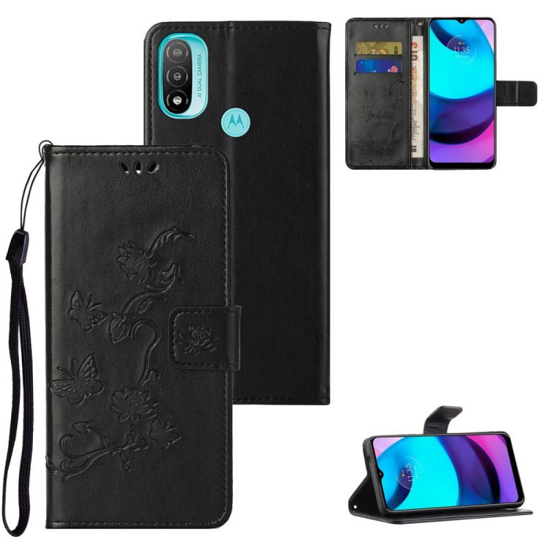 Capa Flip Para Moto G71 5G Borboletas E Flores Asiáticas