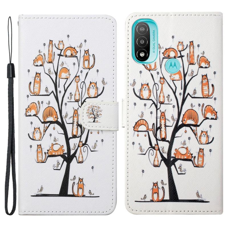 Capa Flip Para Moto G71 5G De Cordão Gatos Divertidos Com Alça