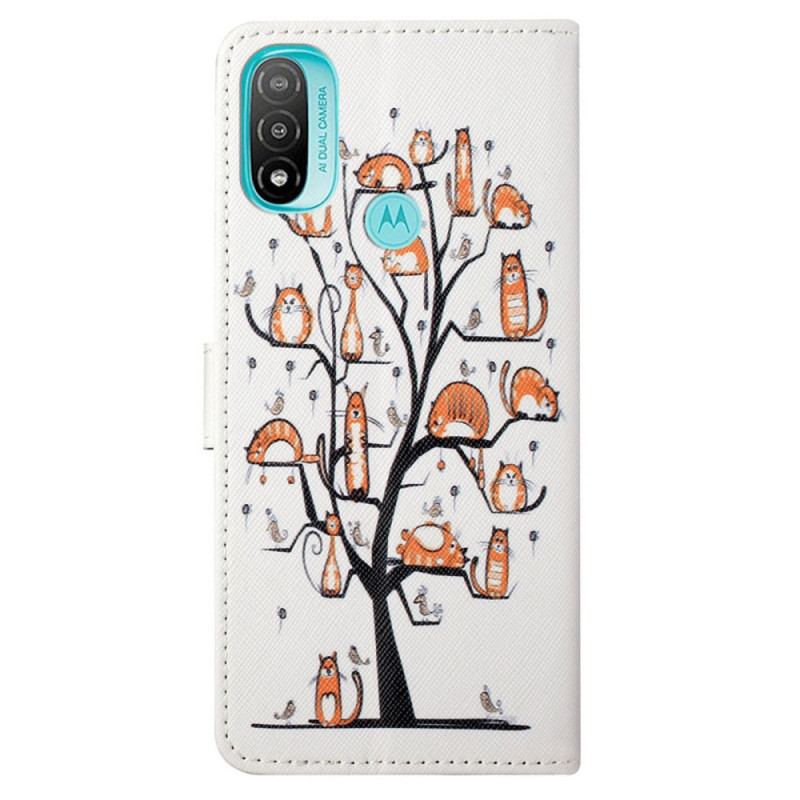 Capa Flip Para Moto G71 5G De Cordão Gatos Divertidos Com Alça