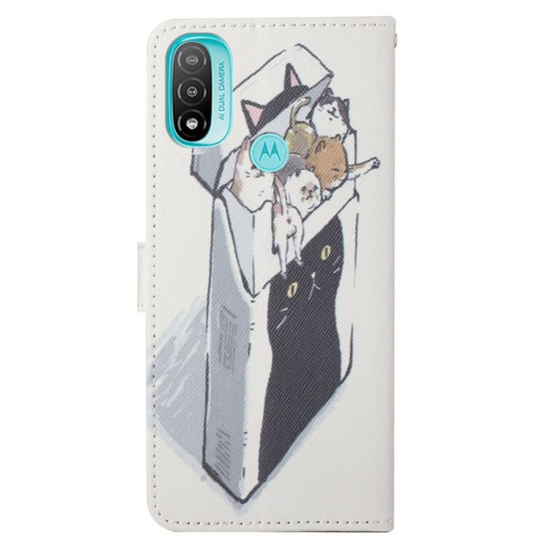 Capa Flip Para Moto G71 5G De Cordão Gatos De Entrega Com Tangas