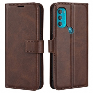 Capa Flip Para Moto G71 5G Efeito De Couro Extremo Fino