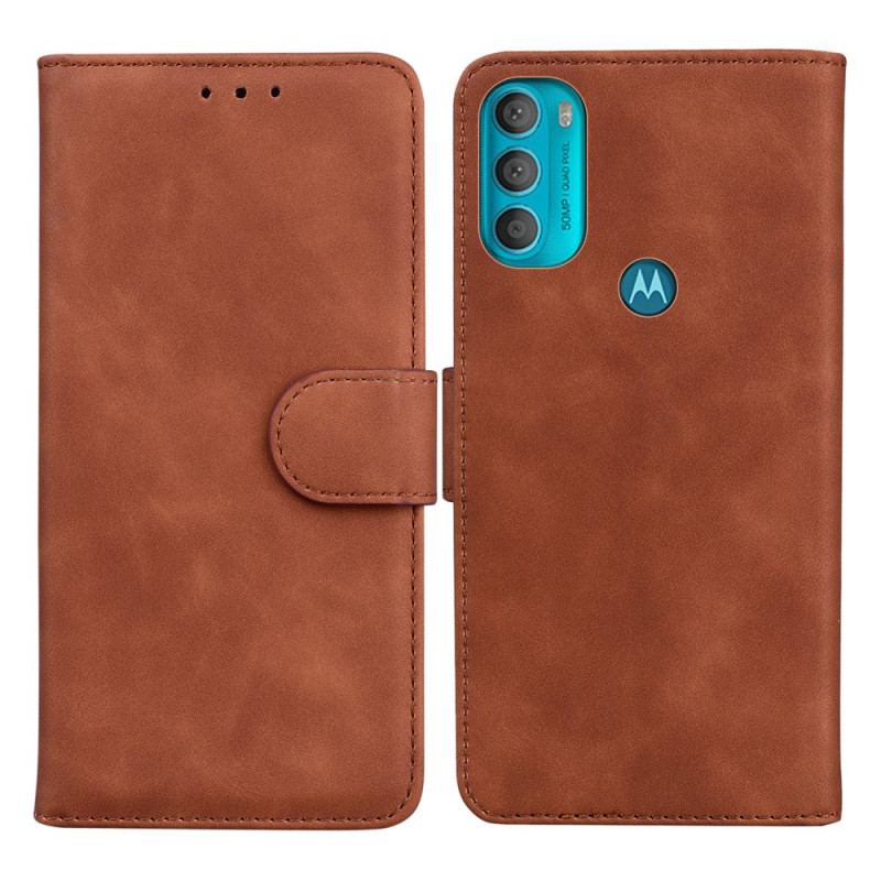 Capa Flip Para Moto G71 5G Efeito Couro Monocromático