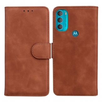 Capa Flip Para Moto G71 5G Efeito Couro Monocromático