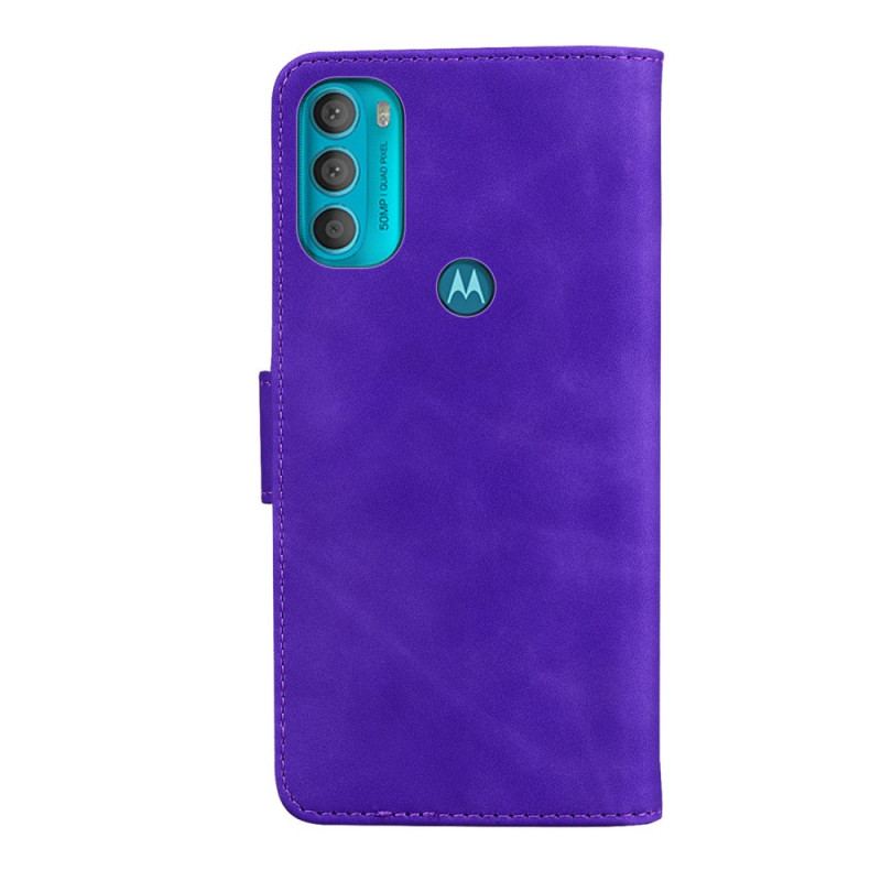 Capa Flip Para Moto G71 5G Efeito Couro Monocromático