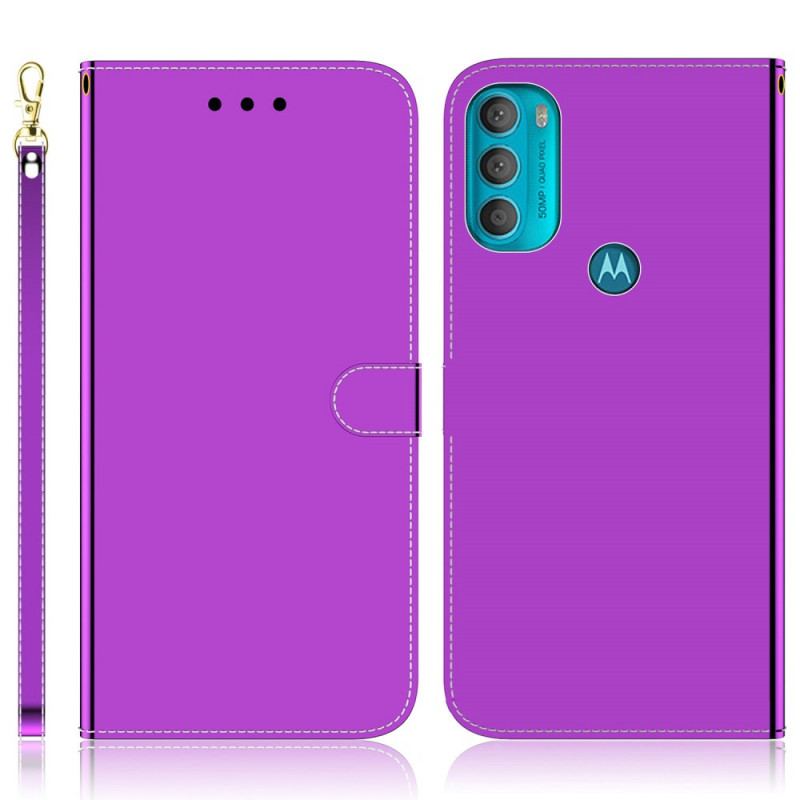 Capa Flip Para Moto G71 5G Capa De Espelho De Couro Sintético