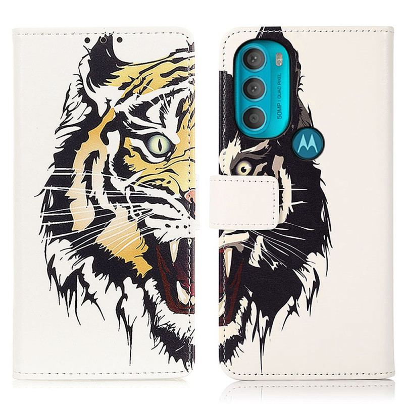 Capa Flip Para Moto G71 5G Tigre Feroz