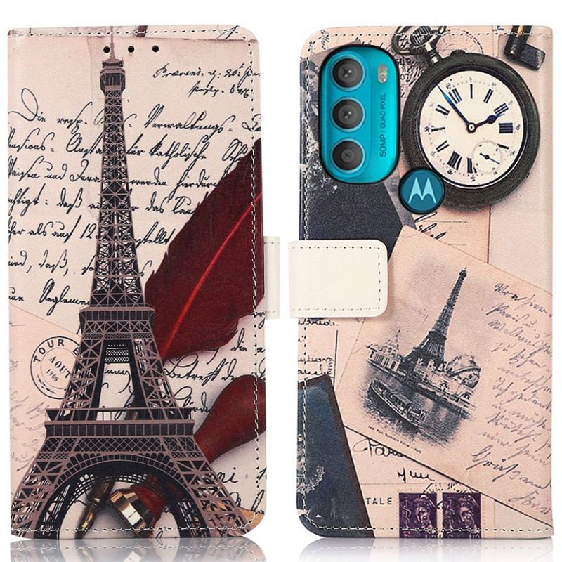 Capa Flip Para Moto G71 5G Torre Eiffel Do Poeta