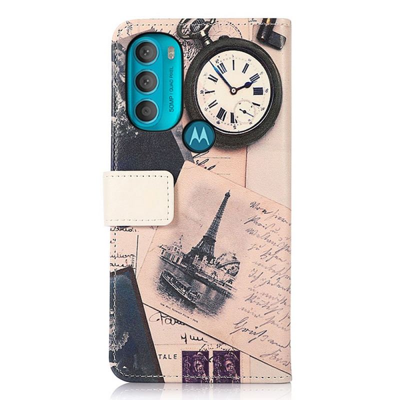 Capa Flip Para Moto G71 5G Torre Eiffel Do Poeta