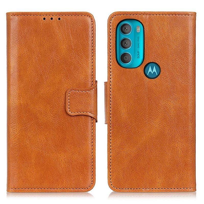 Capa Folio Para Moto G71 5G Fecho Reversível Efeito Couro