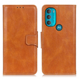 Capa Folio Para Moto G71 5G Fecho Reversível Efeito Couro