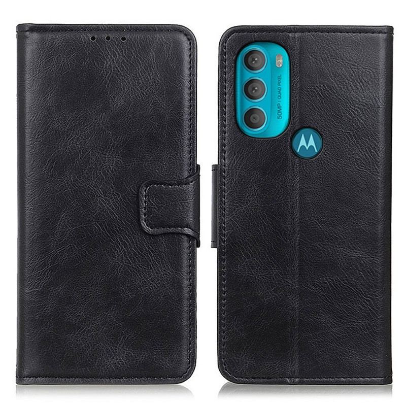 Capa Folio Para Moto G71 5G Fecho Reversível Efeito Couro