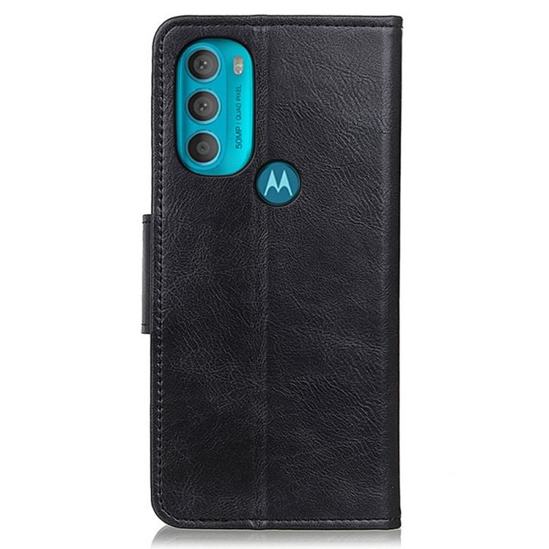 Capa Folio Para Moto G71 5G Fecho Reversível Efeito Couro