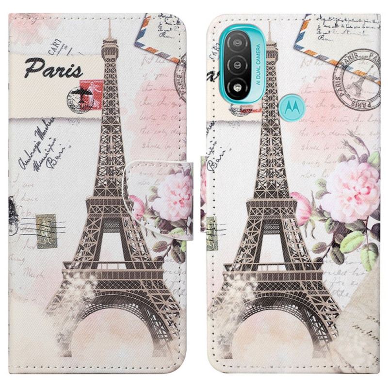 Capa Folio Para Moto G71 5G Torre Eiffel Retrô