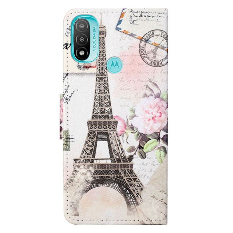 Capa Folio Para Moto G71 5G Torre Eiffel Retrô