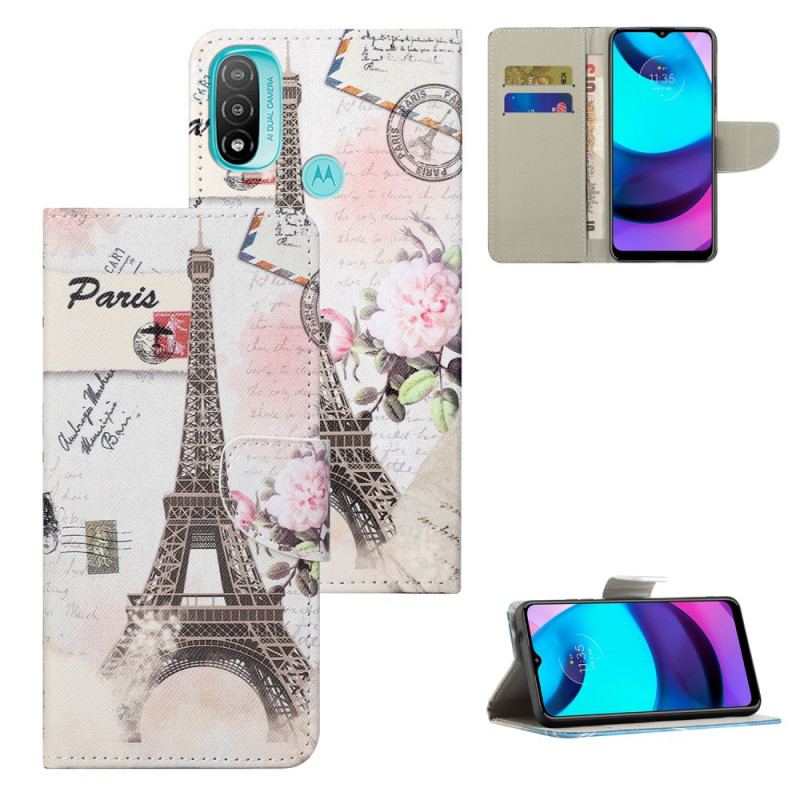 Capa Folio Para Moto G71 5G Torre Eiffel Retrô