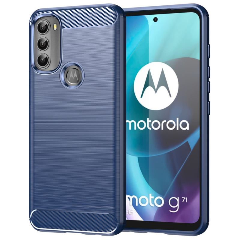 Capa Para Moto G71 5G Fibra De Carbono Escovada