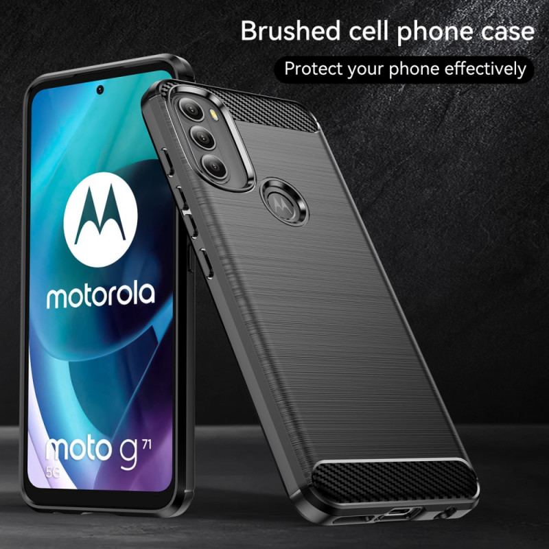 Capa Para Moto G71 5G Fibra De Carbono Escovada