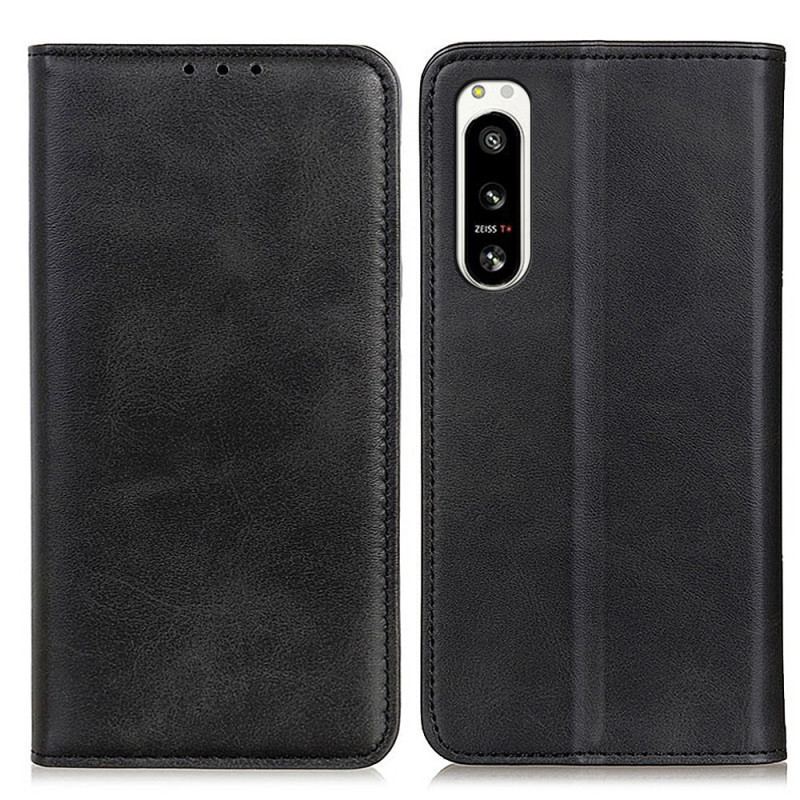 Capa De Celular Para Sony Xperia 5 IV Flip Couro Rachado