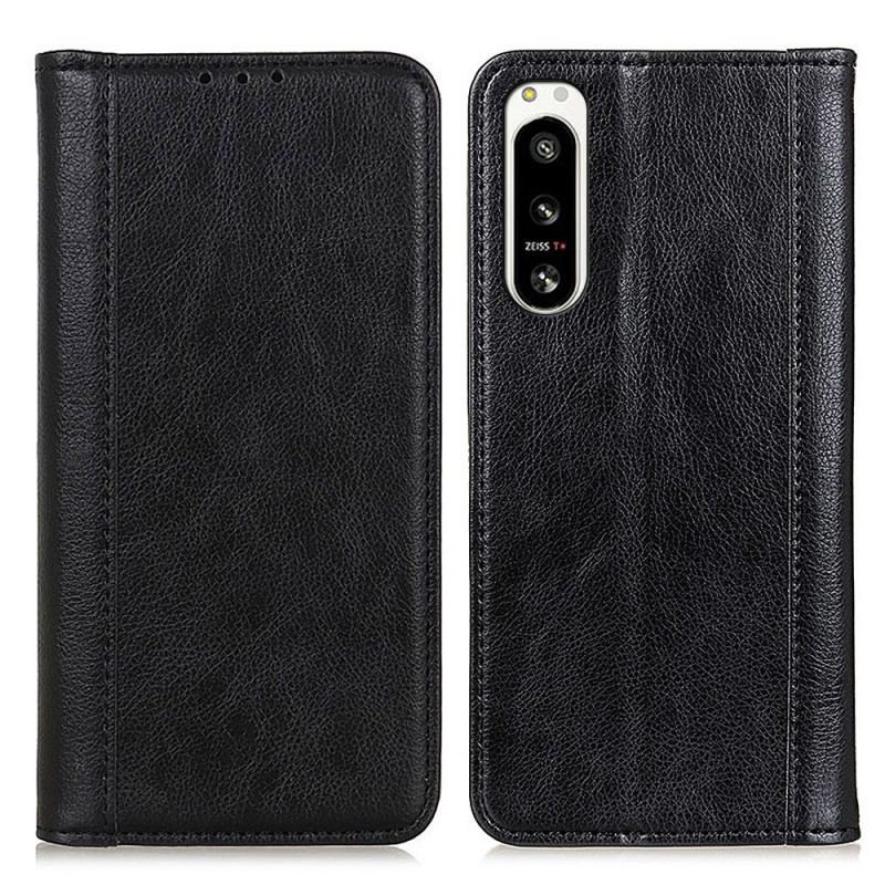 Capa De Celular Para Sony Xperia 5 IV Flip Couro Rachado