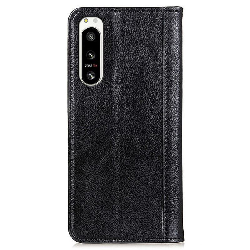 Capa De Celular Para Sony Xperia 5 IV Flip Couro Rachado