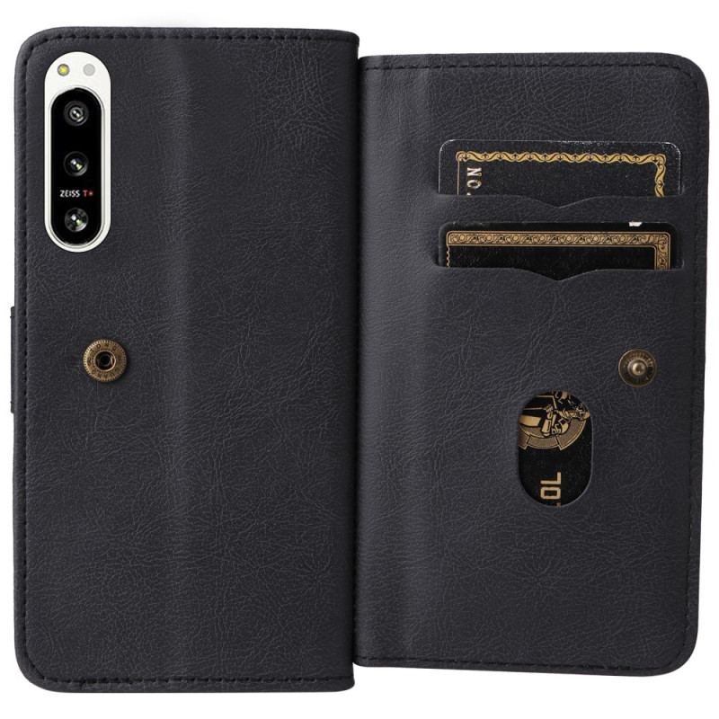 Capa De Couro Para Sony Xperia 5 IV 10 Porta-cartões