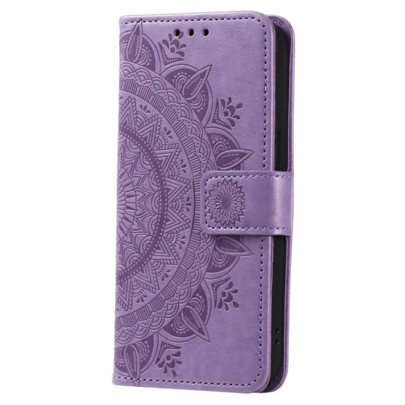 Capa De Couro Para Sony Xperia 5 IV De Cordão Mandala Do Sol Strappy