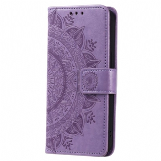 Capa De Couro Para Sony Xperia 5 IV De Cordão Mandala Do Sol Strappy