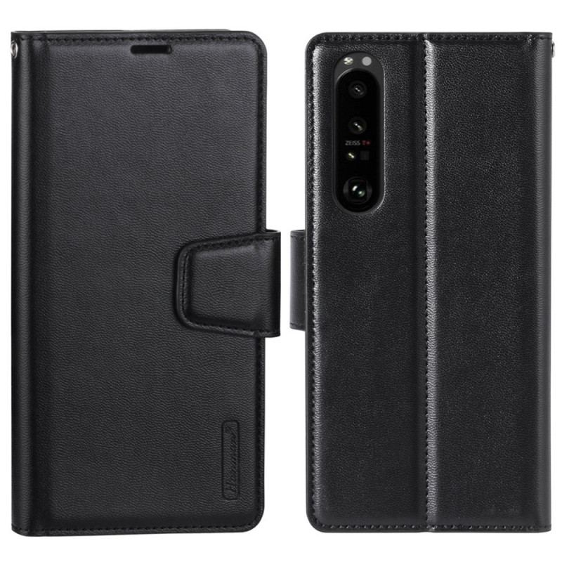 Capa De Couro Para Sony Xperia 5 IV Efeito Couro Hanman