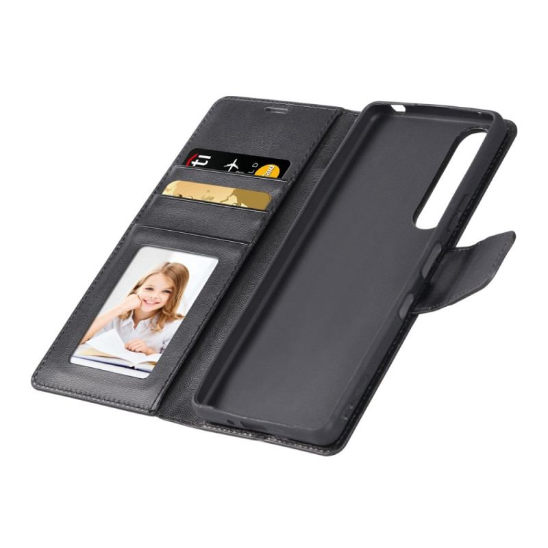 Capa De Couro Para Sony Xperia 5 IV Efeito Couro Hanman